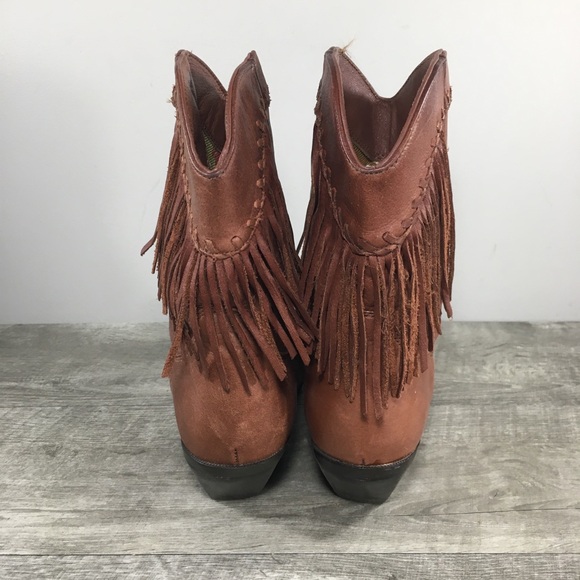 Zodiac Zline Fringe Western Cowboy Riding Leather Womens Boots Vintage Size 8 - Picture 7 of 13